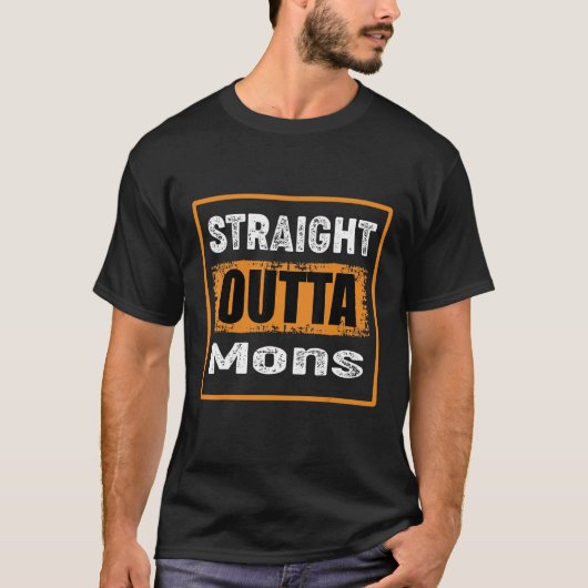 Straight Outta Mons Belgium Retro Distress Vinta T-shirt (Voorkant)