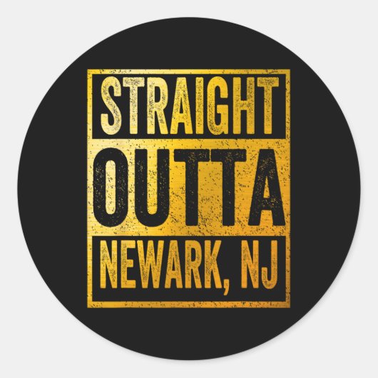 Straight Outta Newark New Jersey Ronde Sticker (Voorkant)