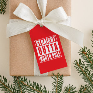 Straight Outta North Pole met kerstfeest Cadeaulabel