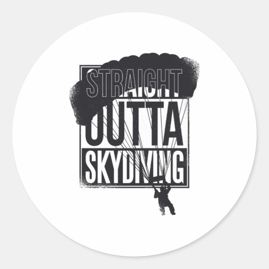 Straight Outta Skydiving Ronde Sticker (Voorkant)
