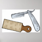 Straight Razor en Strop Barber Shop Poster (Voorkant)