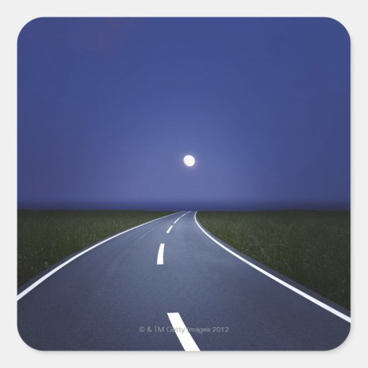 Straight Road 's nachts Vierkante Sticker (Voorkant)