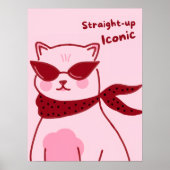 Straight-Up Iconic Pink Cat Poster (Devant)