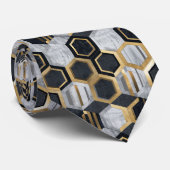 Strak geometrisch metallisch hexagonpatroon stropdas (Opgerold)