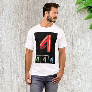 Strak geometrisch nummer 4 moderne typografie t-shirt
