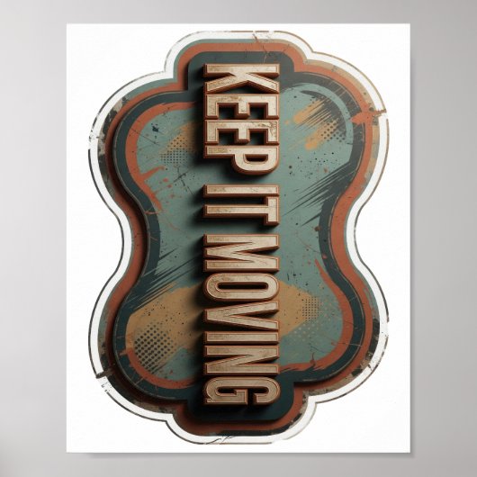 Strak goud KEEP IT MOVING Tekst Design Poster (Voorkant)