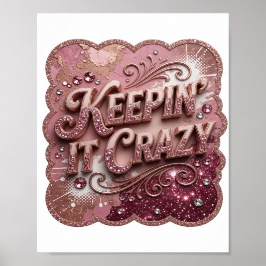 Strak goud KEEPIN' IT CRAZY Print (Voorkant)