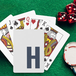 Strak Monogram Eenvoudig Minimalistisch Zilver Gri Pokerkaarten