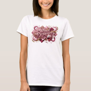 Strak Roze WIJN EXPERT Tekst Design T-shirt