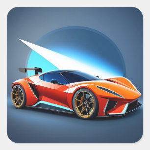 Strak sportauto met modern design vierkante sticker