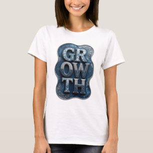 Strak Zilver GROWTH Tekst Design T-shirt