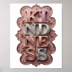 Strak Zilveren VRIENDELIJKHEID Artistiek Motief Poster