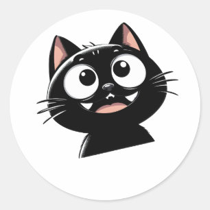 Strak zwart kat ontwerp ronde sticker