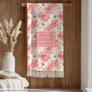 Strakke Alcohol Inkt Blush en Gouden Trendy Monogr Fleece Deken