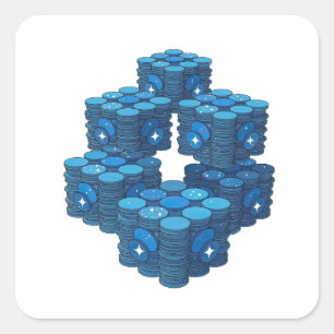 Strakke Blauwe BLUE COINS Sticker Kunst