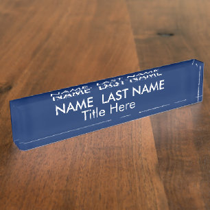 Strakke Eenvoudige Navy Blauwe Aangepaste Bureaubl Naambordje