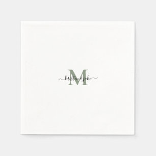 Strakke en Eenvoudige Salie Monogram Zwung Servett Servet