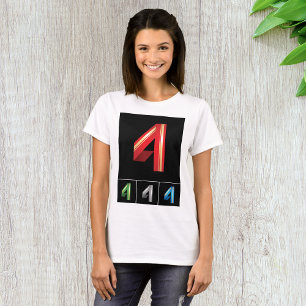 Strakke geometrische nummer 4 moderne typografie t-shirt