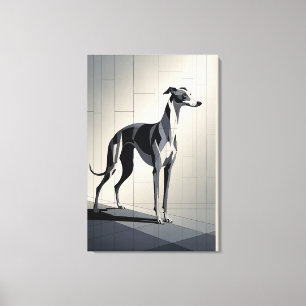 Strakke Greyhound Geometrisch Canvas Afdruk