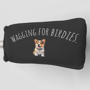 Strakke matte zwarte Corgi 'Kwispelend voor Birdie Golfheadcover