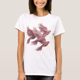 Strakke Roze ROZE DUIVEN 3D-tekstkunst T-shirt