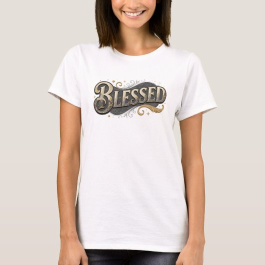 Strakke & Stijlvolle BLESSED 2D Modekunst T-shirt (Voorkant)