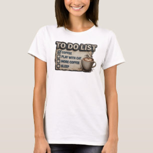 Strakke & Stijlvolle Gouden KOFFIE SPEEL MET KAT T-shirt