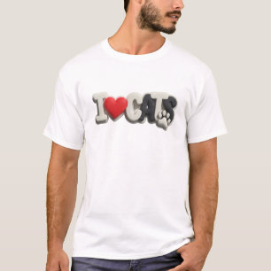 Strakke & Stijlvolle Witte I LOVE CATS Artistieke  T-shirt