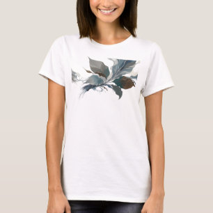 Strakke Zilveren Abstracte Bladeren Kunstprint T-shirt