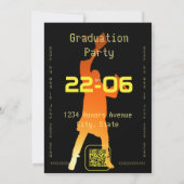 Strakke Zwarte Moderne Tech Afstudeerplechtigheid Kaart (Achterkant)