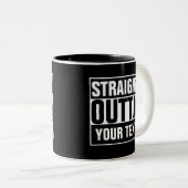 STRAKTE OUTTA - voeg hier jouw tekst/creëer eigen Tweekleurige Koffiemok (Voorkant rechts)