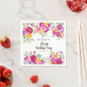 Stralend Bloemengroen 80ste Verjaardagsfeest Servet (Insitu)