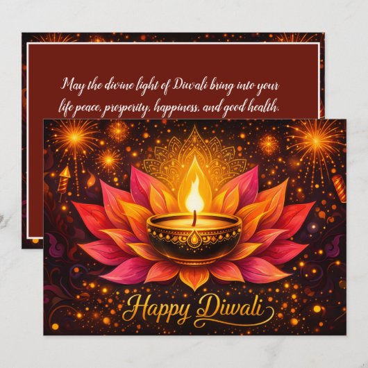 Stralend Diwali-feest Kaart (Voorkant / Achterkant)