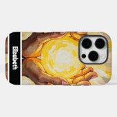Stralend Geel Kunstontwerp met Handen Case-Mate iPhone Case (Achterkant (horizontaal))
