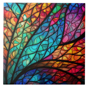 Stralend Glas in lood Abstracte Keramische Tegel Tegeltje