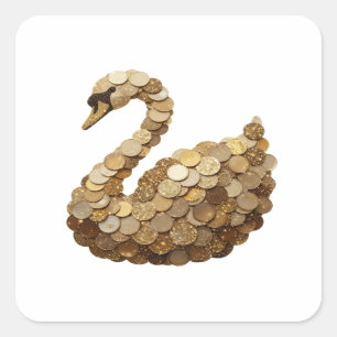 Stralend Goud GOLDEN SWAN Stickerontwerp Vierkante Sticker