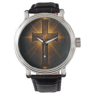 stralend gouden kruis horloge