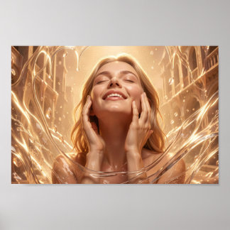 Stralend Gouden Sereniteit Portret Poster