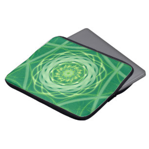 Stralend groen Spirograph Mandala Laptop Sleeve
