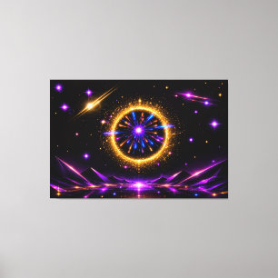 Stralend Kosmisch Portaal Neon Melkweg Strak Doe Canvas Afdruk