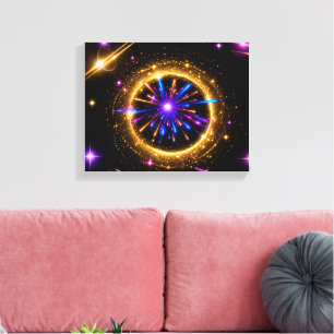 Stralend Kosmisch Portaal   Neonsterrenstelsel Uit Canvas Afdruk