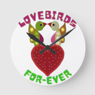 Stralend Liefdesvogels Hart Ontwerp Worp Kussen Ronde Klok