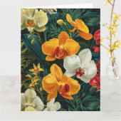 Stralend Orkide Trio Verjaardag Kaart (Gele Bloem)