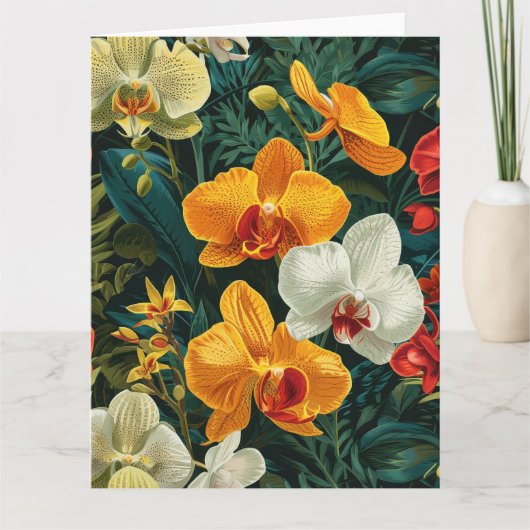 Stralend Orkide Trio Verjaardag Kaart (Voorkant)