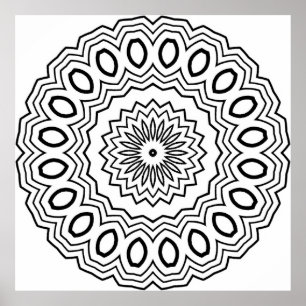 Stralend Ovaal Mandala Kleurplaat Patroon Kunst Poster