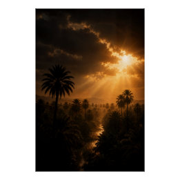 Stralend palmboom clair-obscur poster perfect poster