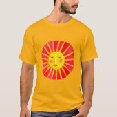 Stralend rood en geel Sun Face T-shirt (Voorkant)