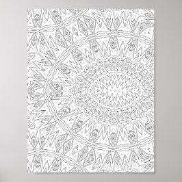 Stralend Tribal Sunburst Mandala Patroon Ontwerp Poster