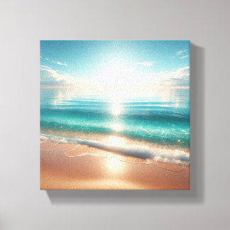 Stralend tropisch strand met sprankelend turquoise canvas afdruk