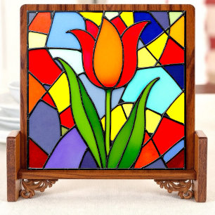 Stralend tulpenmozaïek tegeltje